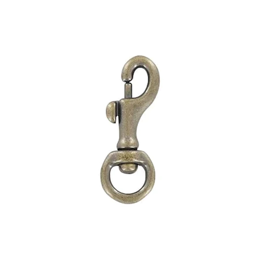 1/2" Antique Brass, Bolt Swivel Snap Hook, Solid Brass