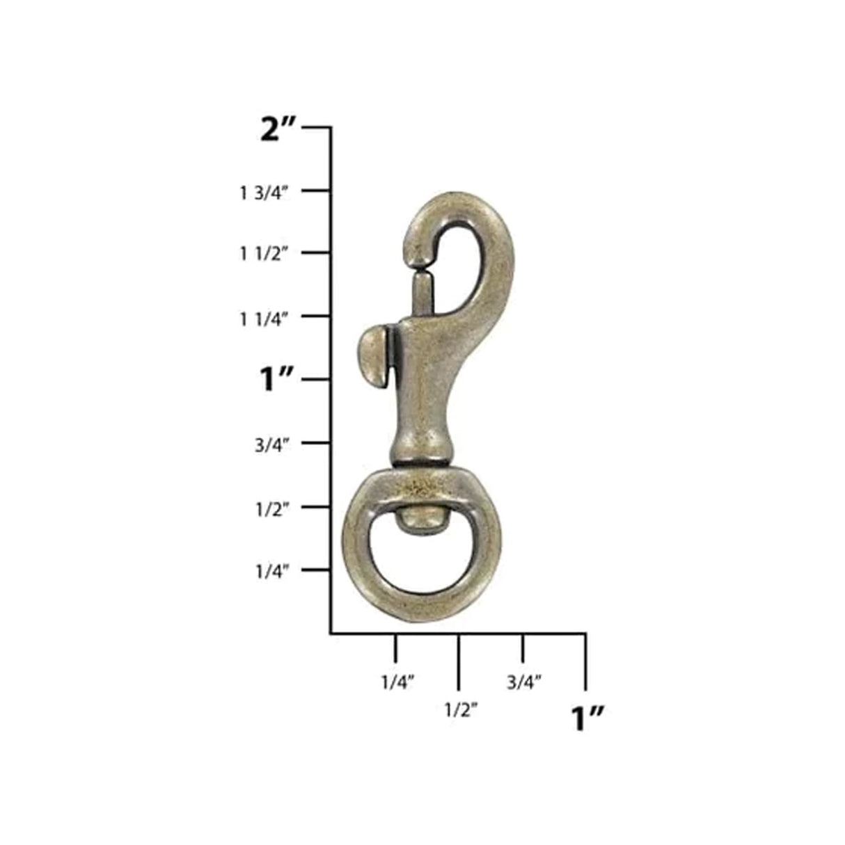 1/2" Antique Brass, Bolt Swivel Snap Hook, Solid Brass