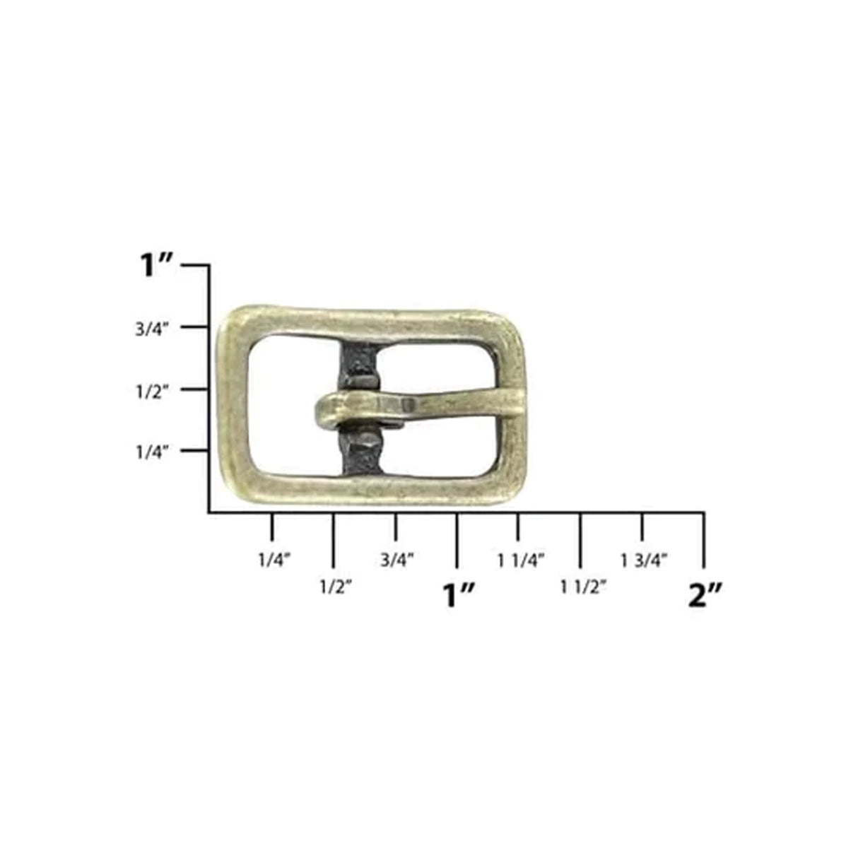 1/2" Antique Brass, Center Bar Buckle, Solid Brass