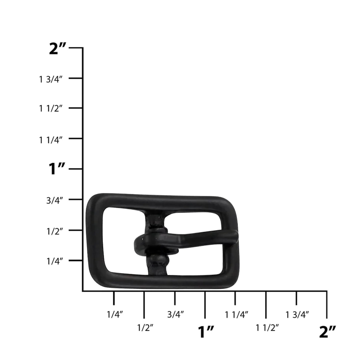 1/2" Black, Center Bar Buckle, Solid Brass