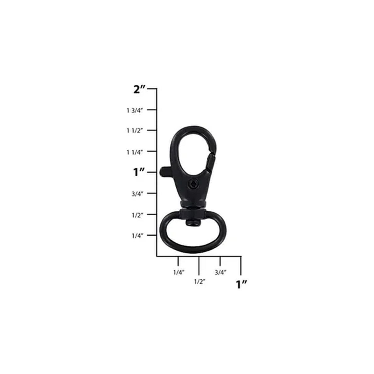 1/2" Matte Black, 1 1/2" Trigger Swivel Snap Hook, 5-Pack