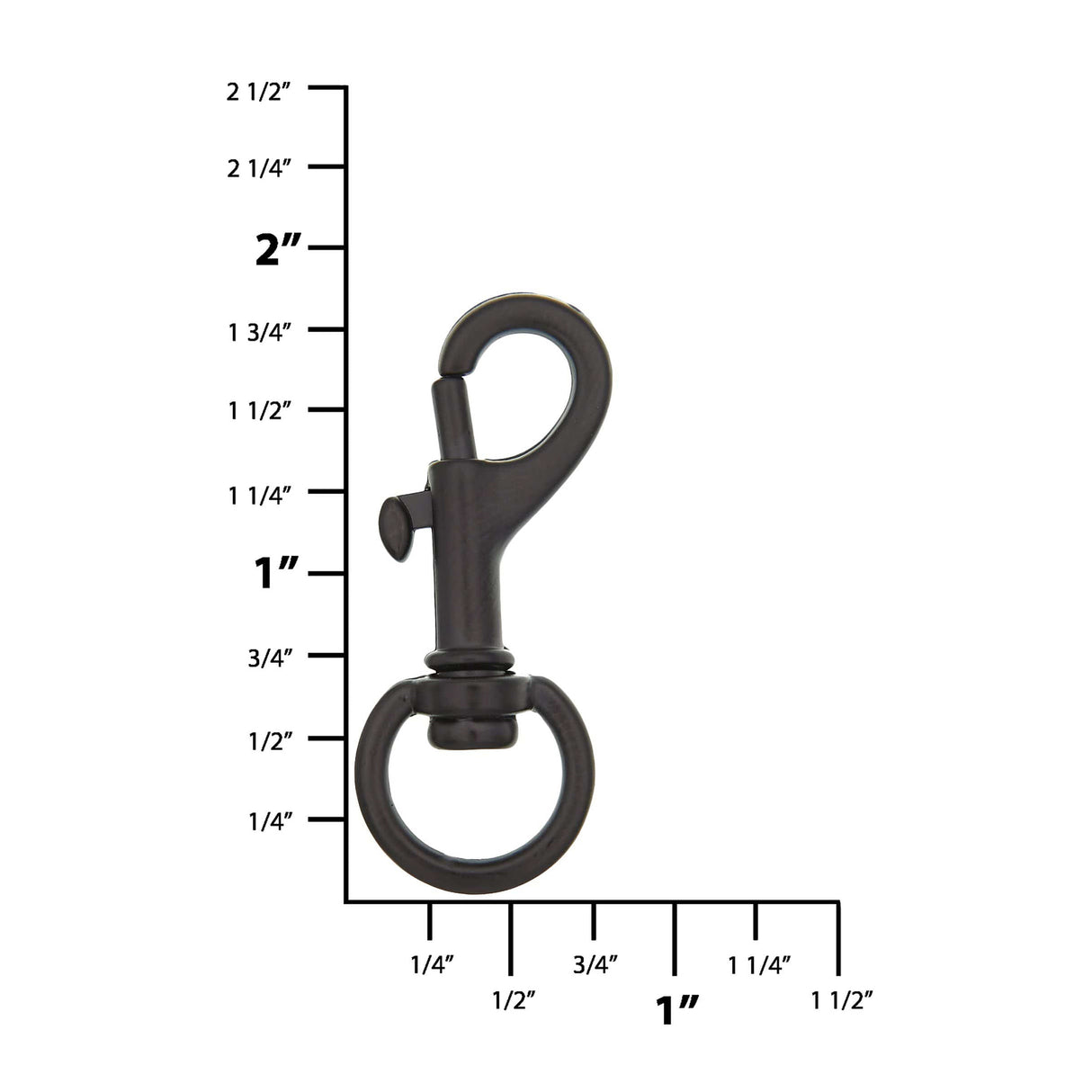 1/2" Matte Black, Bolt Swivel Snap Hook, Zinc Alloy