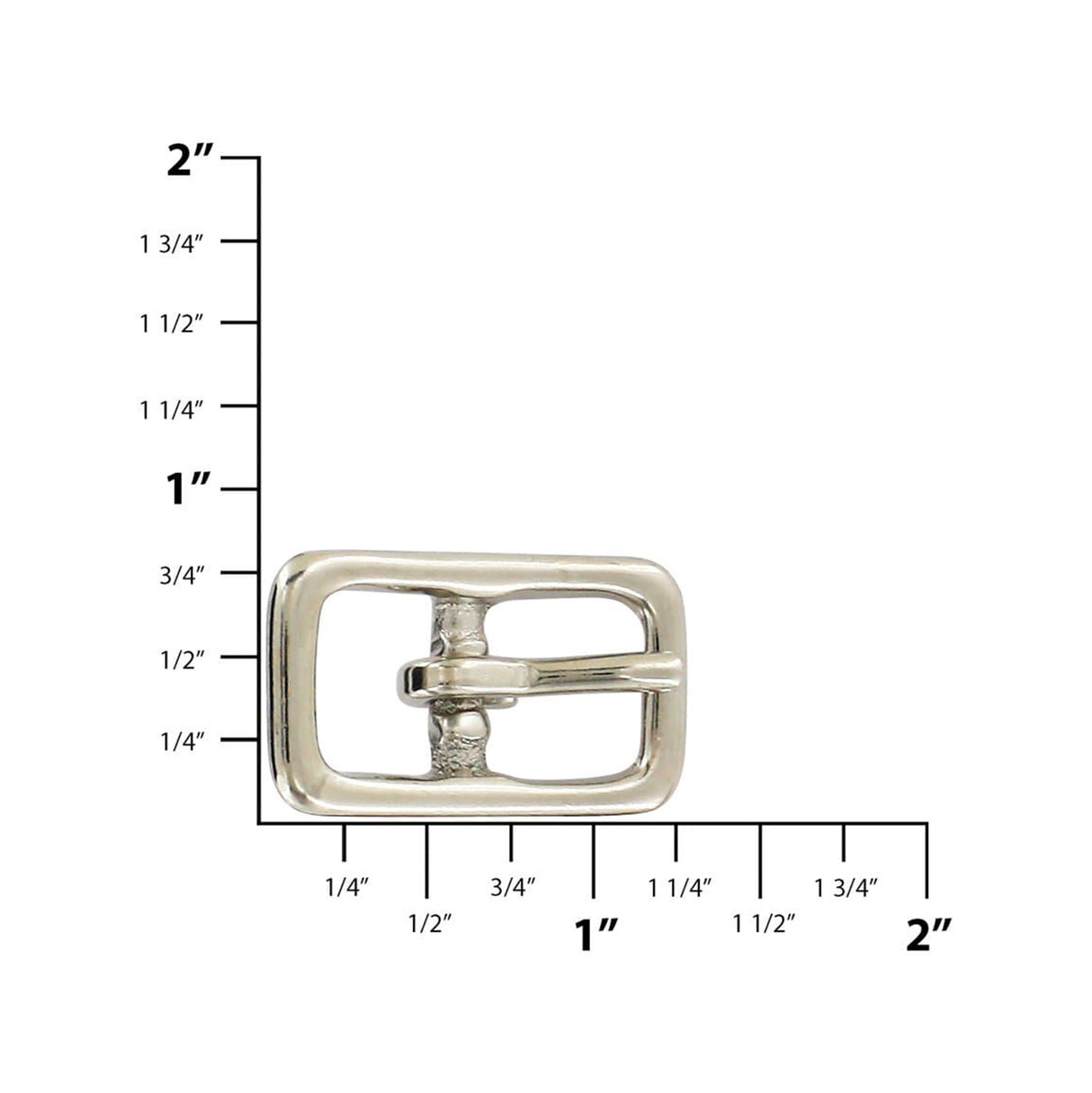 1/2" Nickel, Center Bar Buckle, Solid Brass