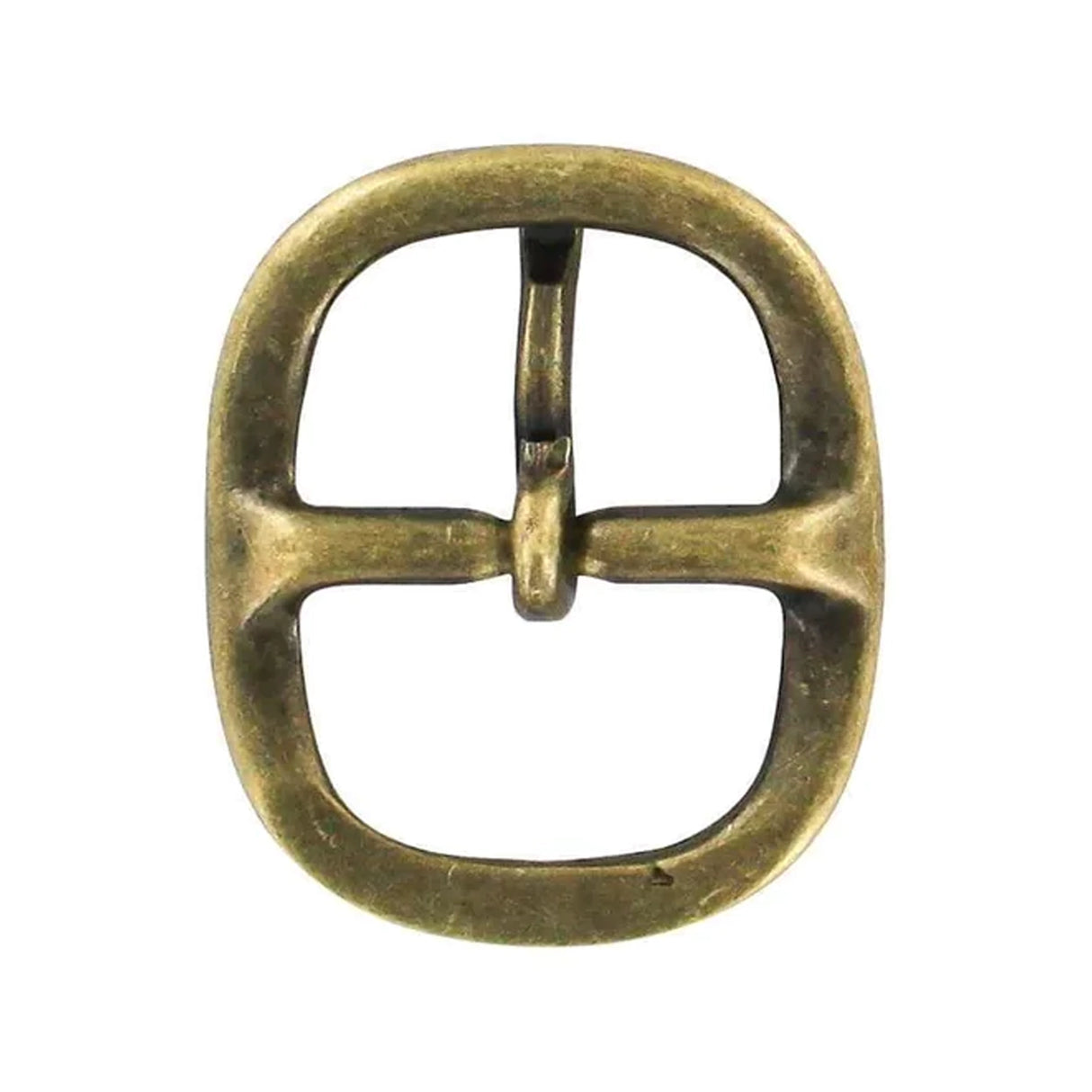 1" Antique Brass, 1.5"x1.75" Oval Center Bar Buckle, Solid Brass
