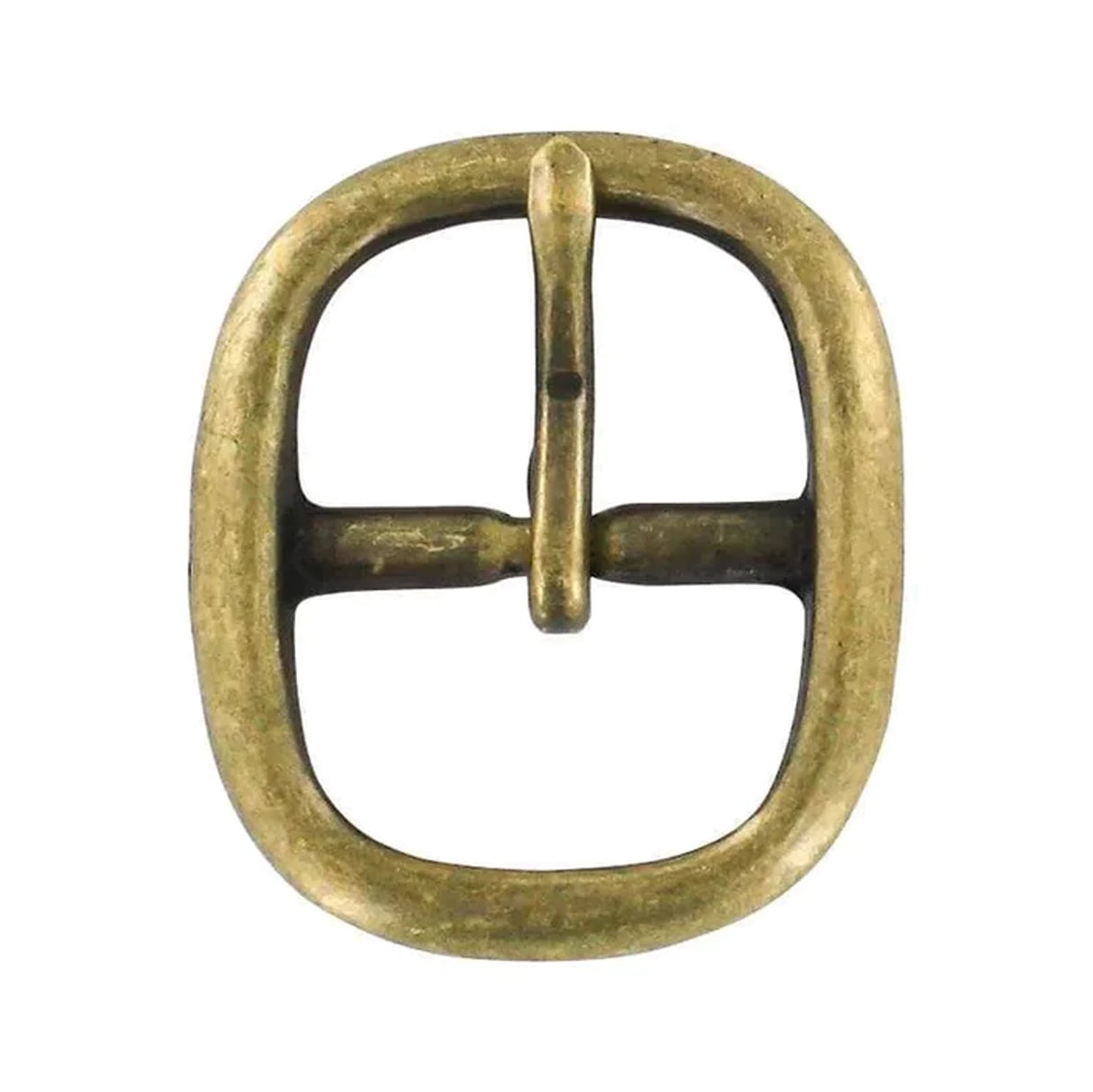 1" Antique Brass, 1.5"x1.75" Oval Center Bar Buckle, Solid Brass