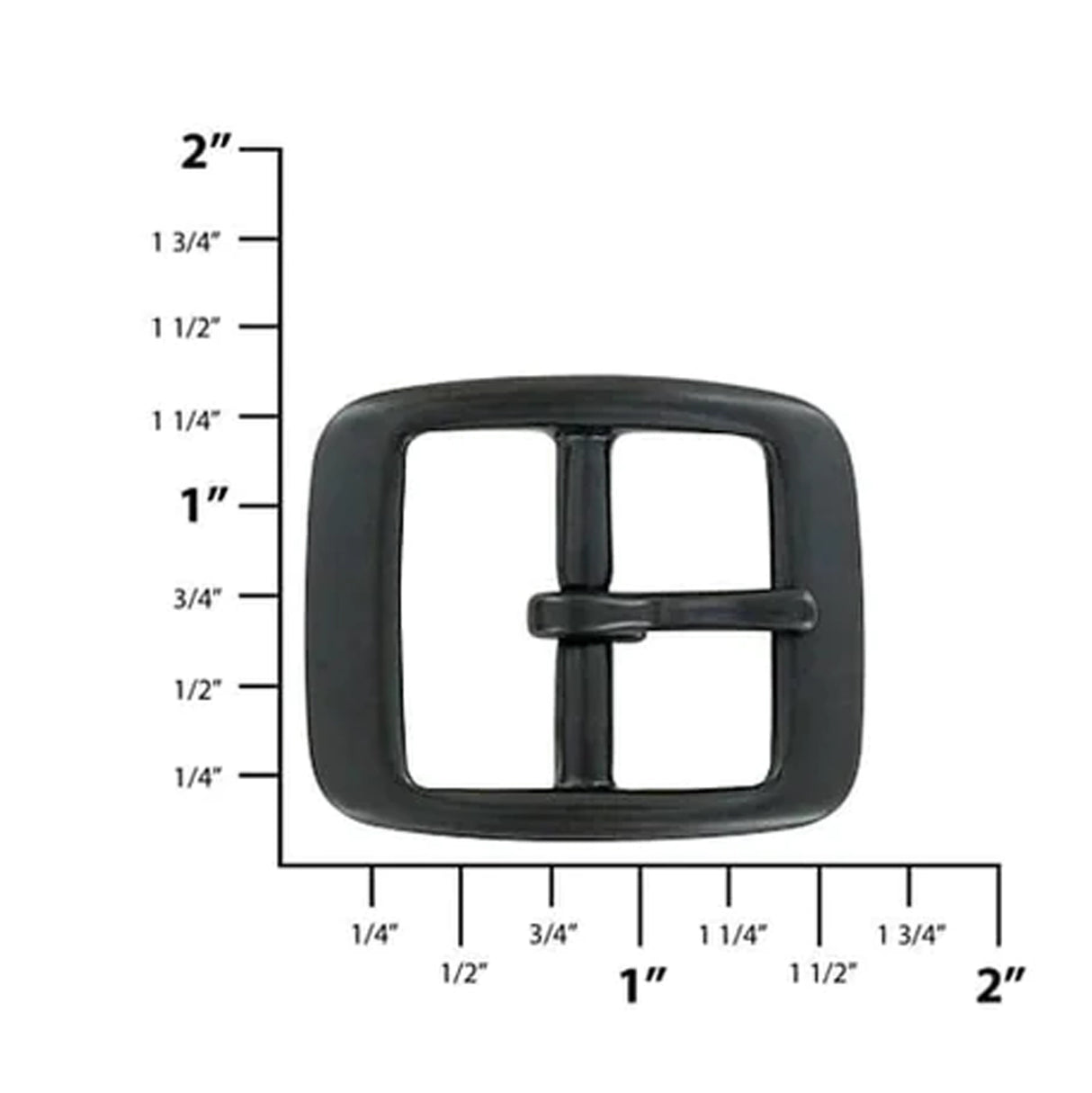 1" Black, 1.3"x1.6" Center Bar Buckle, Solid Brass