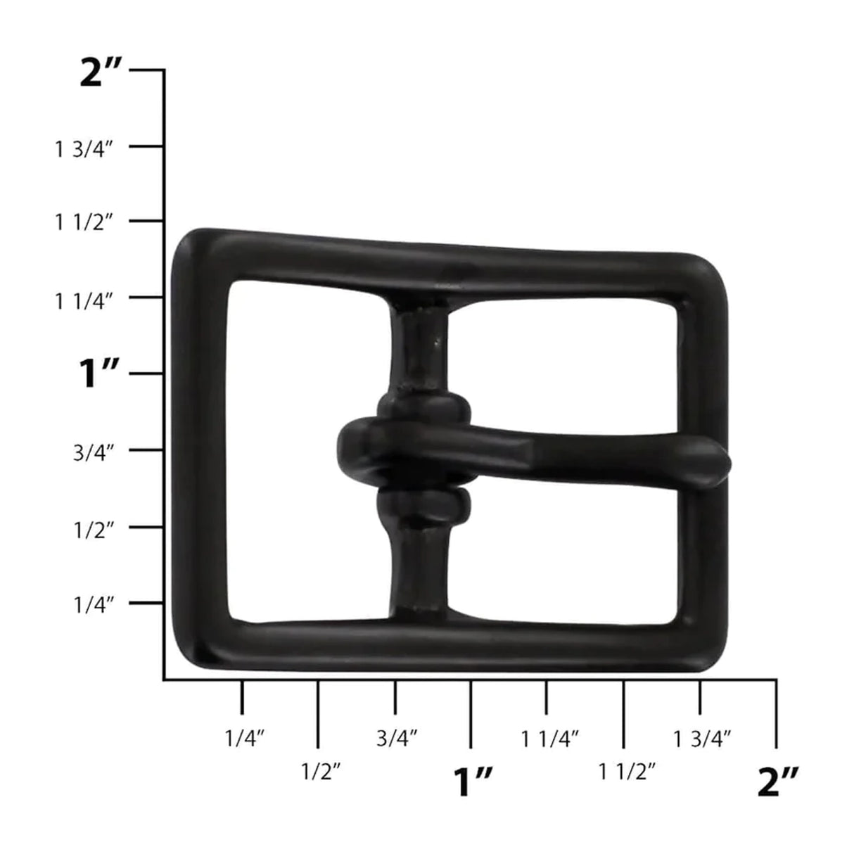 1" Black, 1.4"x2" Center Bar Buckle, Solid Brass