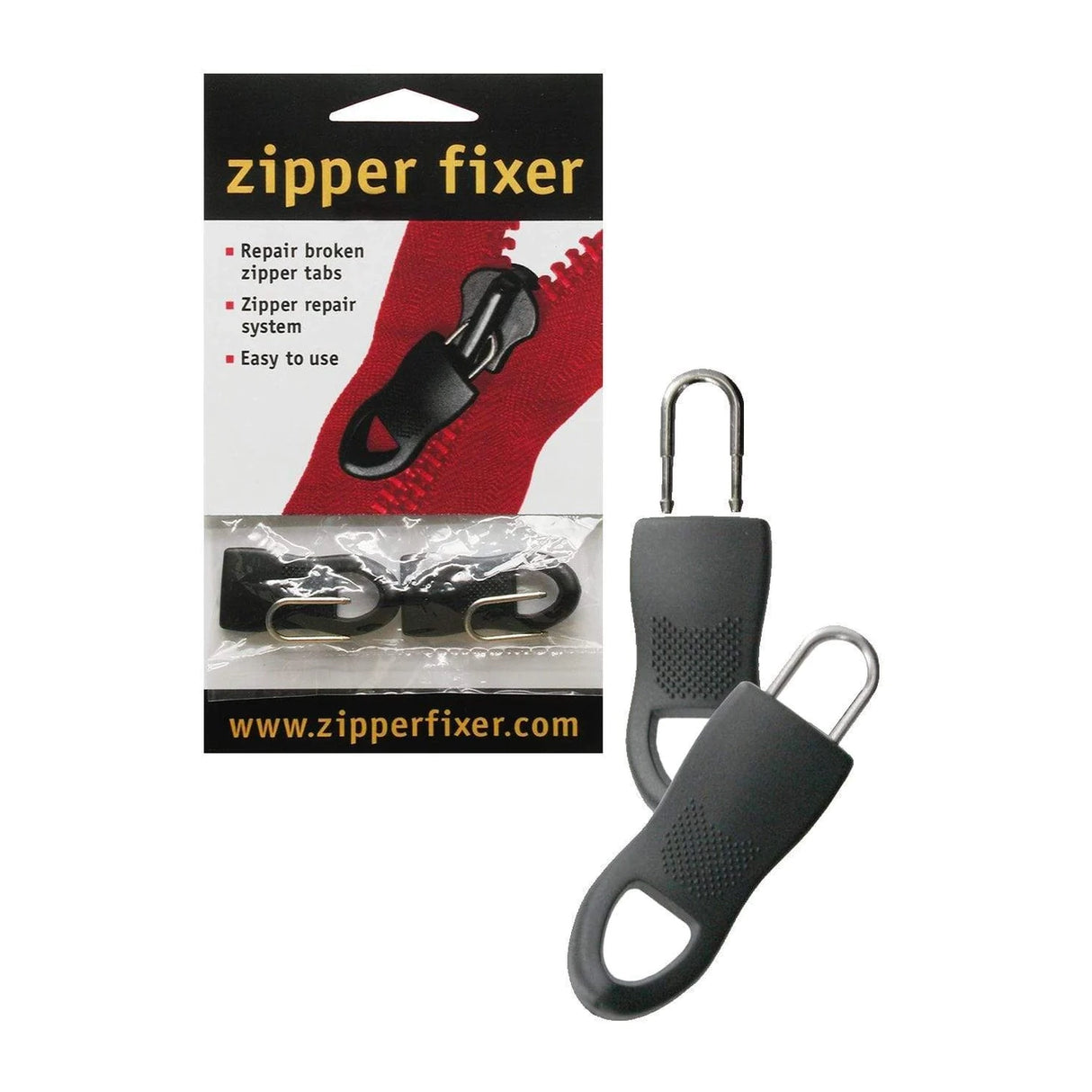 1" Black, Small Zipper Fixer 2 Pack, Plastic
