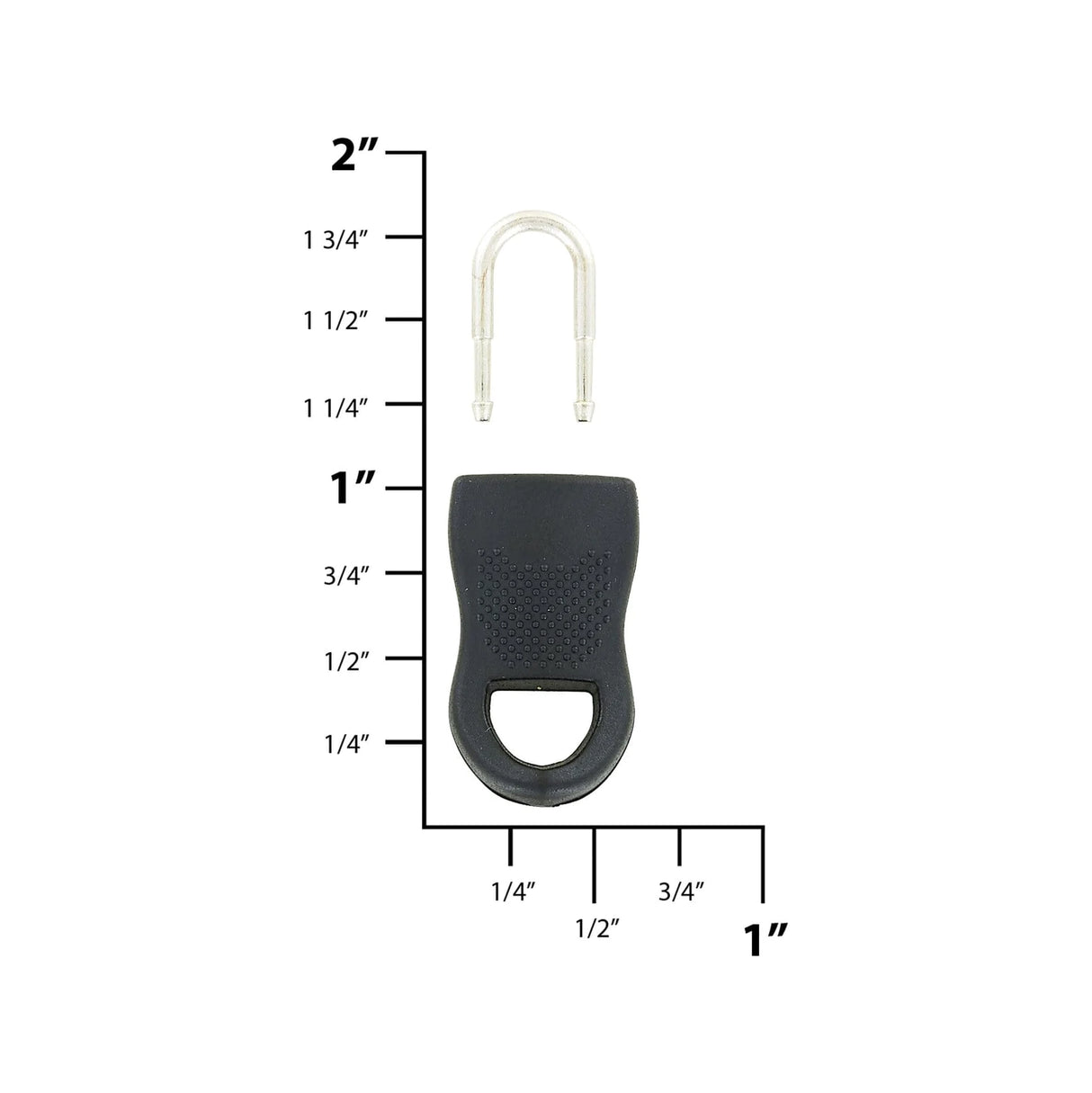 1" Black, Small Zipper Fixer, Plastic