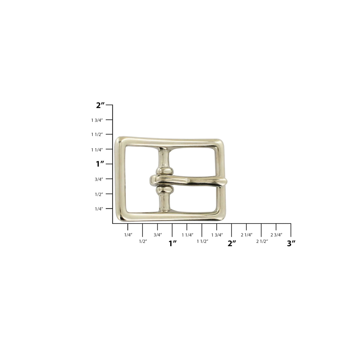 1" Nickel, 1.4"x2" Center Bar Buckle, Solid Brass