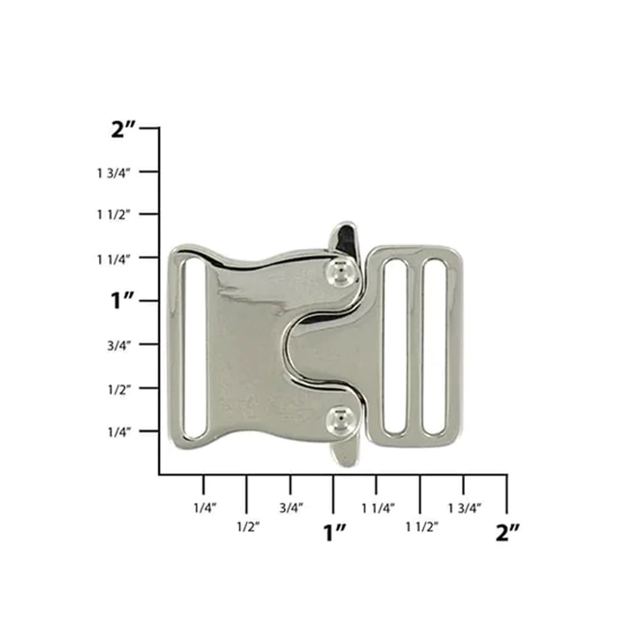 1" Nickel, Side Release Buckle, Zinc Alloy