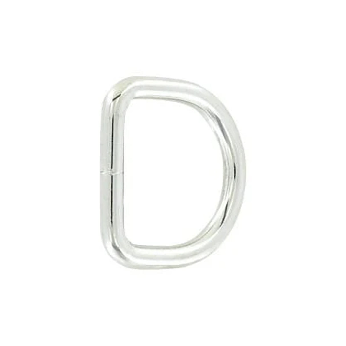 1" Shiny Nickel, Welded D Ring, Steel