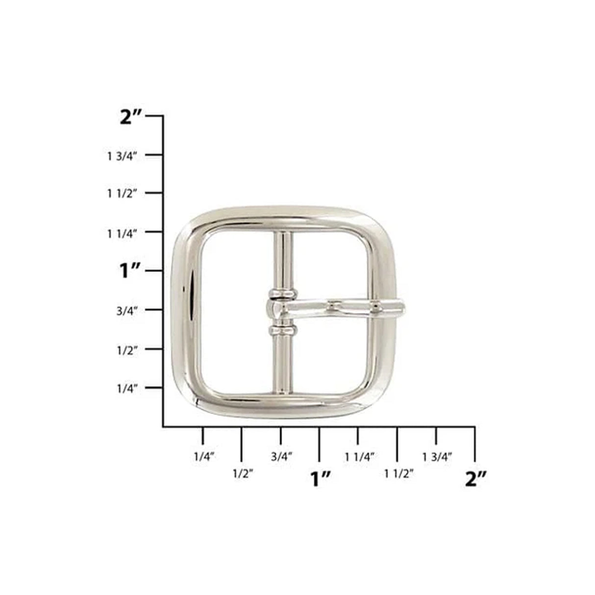 1" Nickel, Center Bar Buckle, Steel