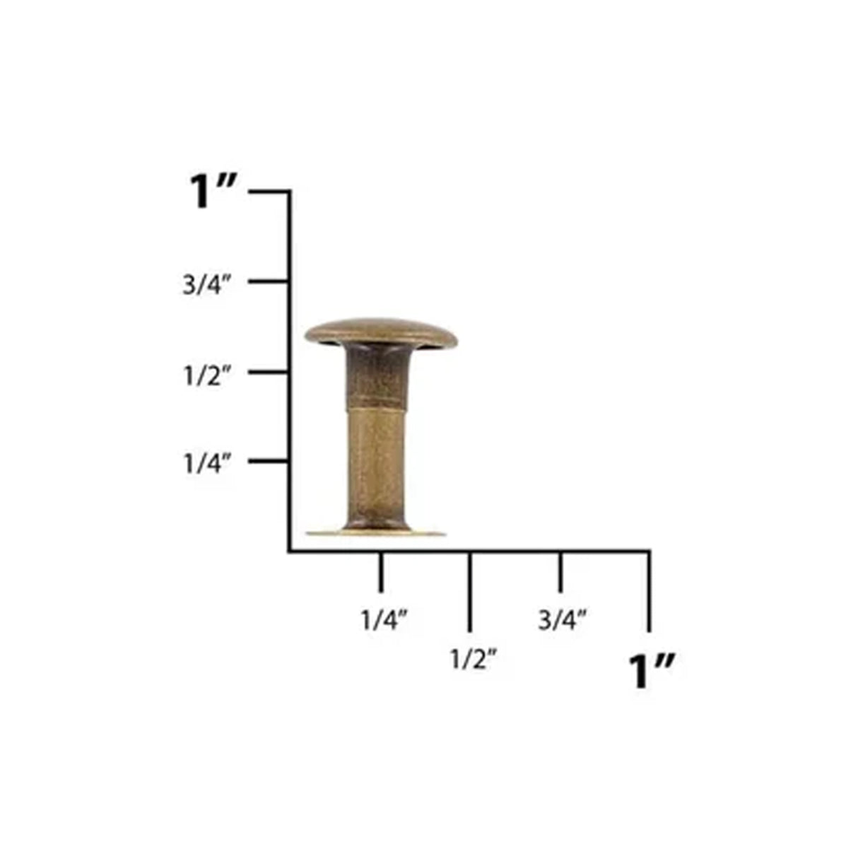 15mm Antique Brass, Single Cap Jiffy Rivets, Solid Brass-100ct