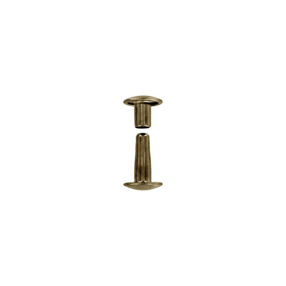 18mm Antique Brass, Double Cap Jiffy Rivets, Solid Brass-25ct