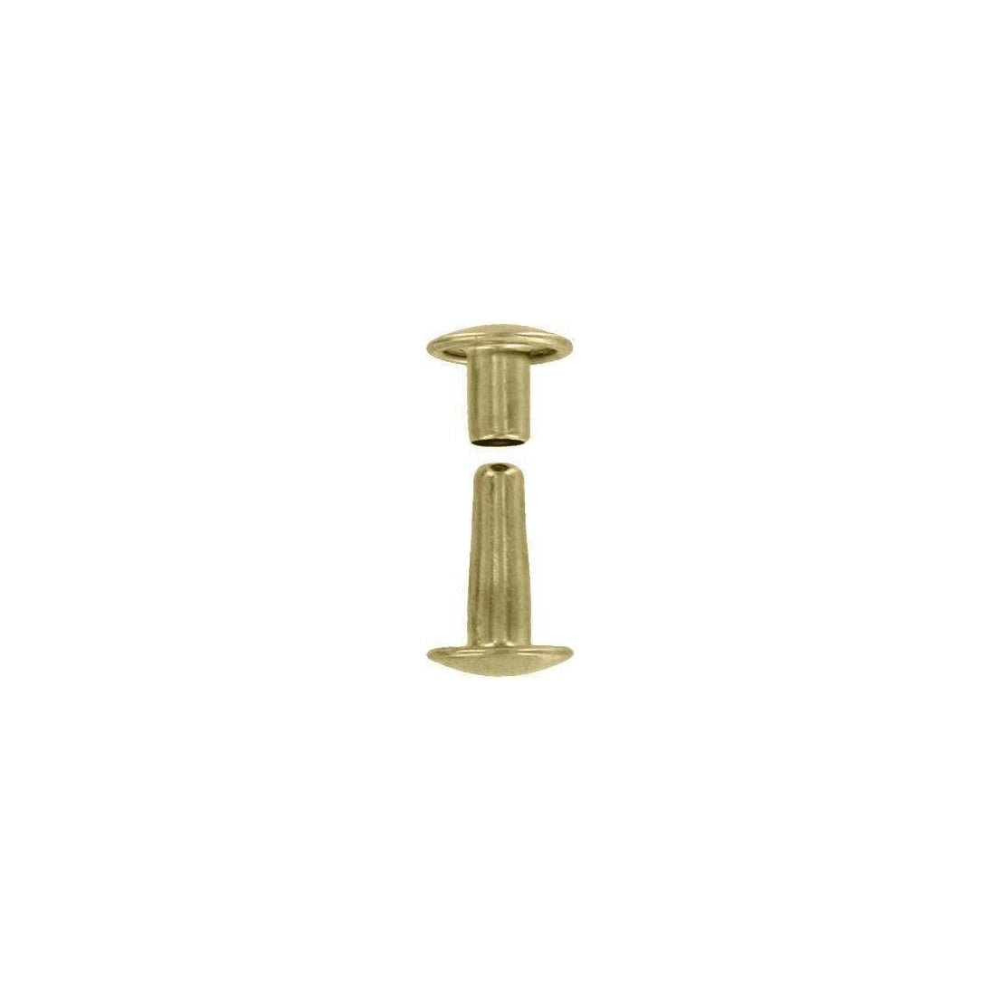 18mm Brass, Double Cap Jiffy Rivets, Solid Brass-25ct