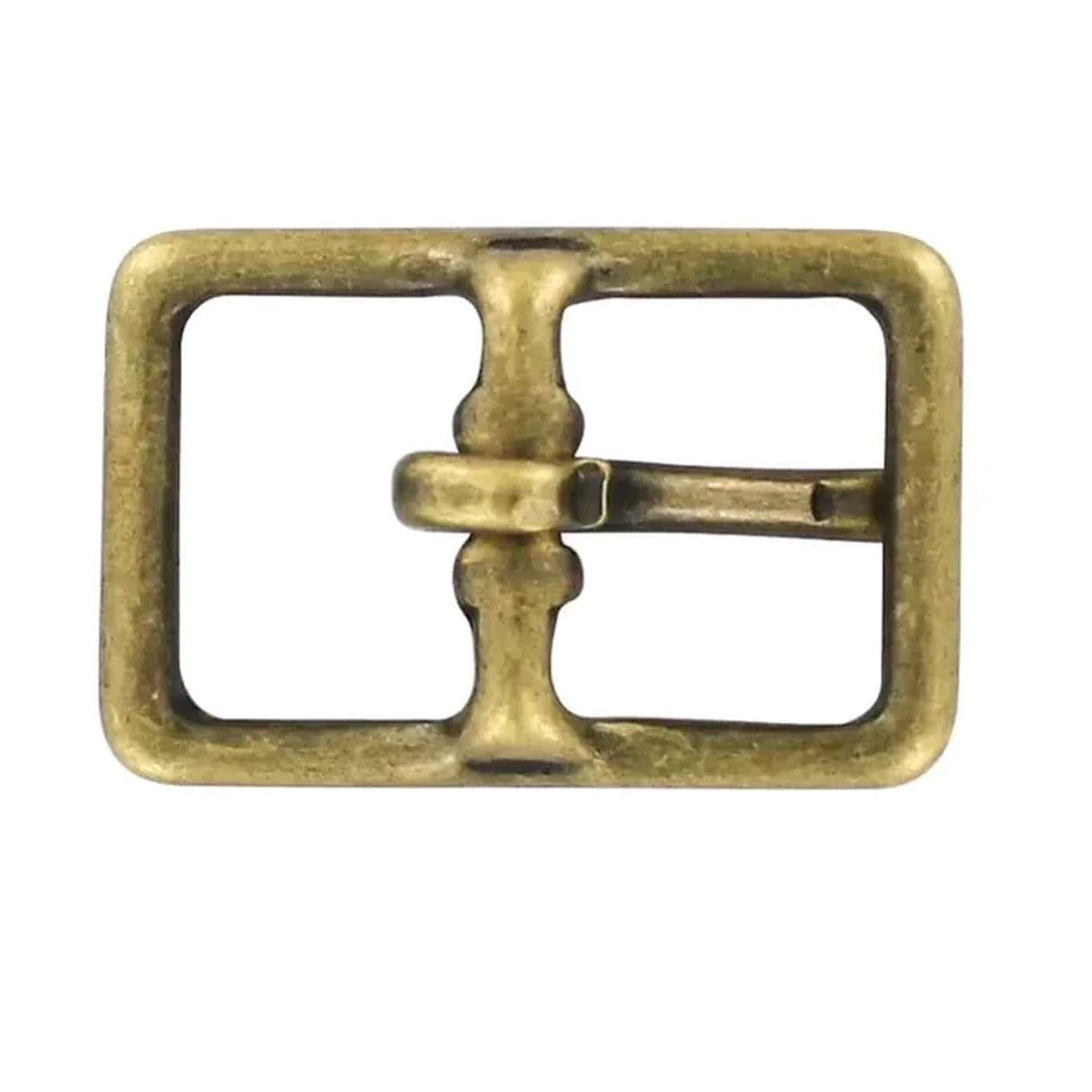 3/4" Antique Brass, Center Bar Buckle, Solid Brass