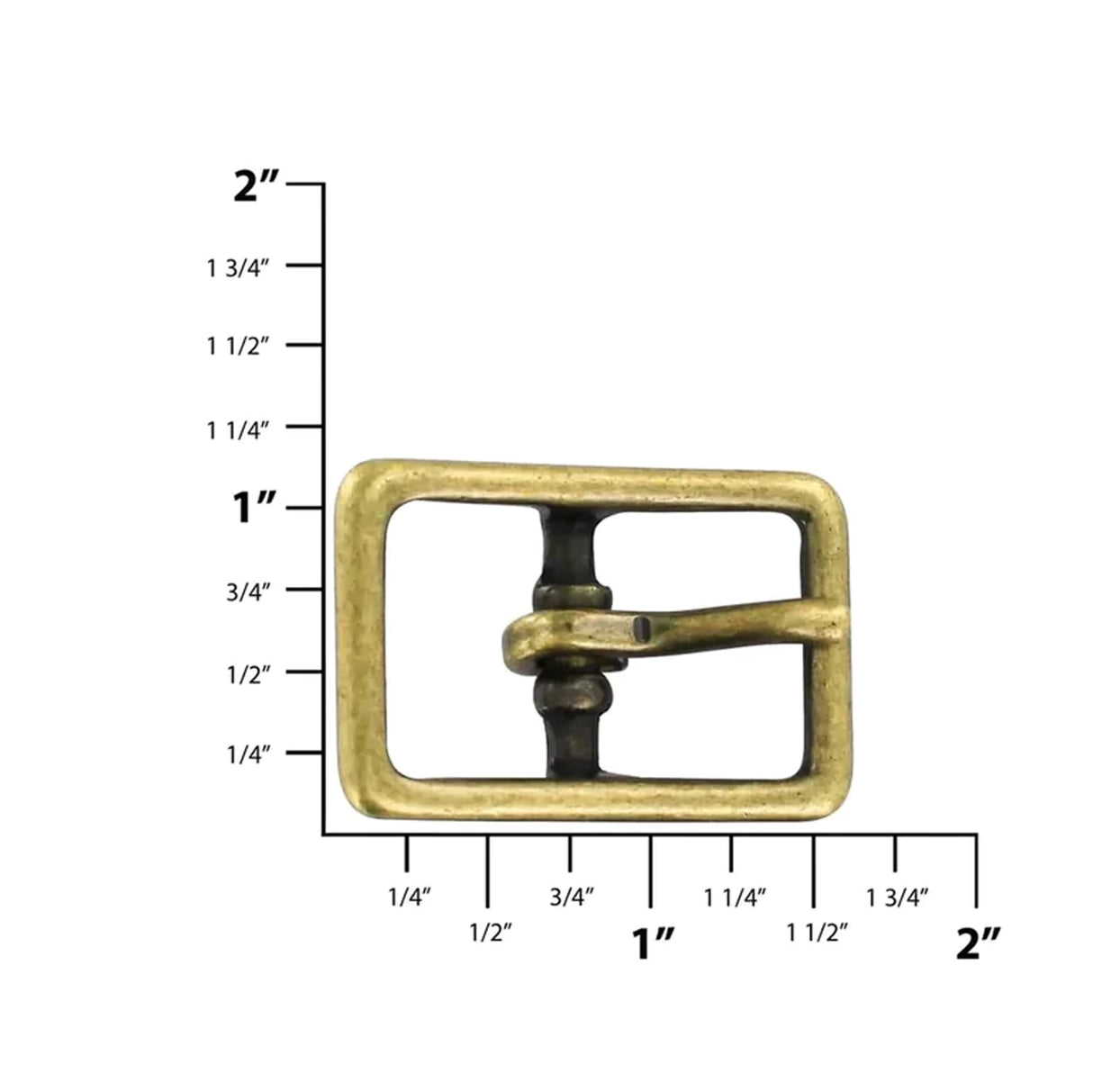 3/4" Antique Brass, Center Bar Buckle, Solid Brass