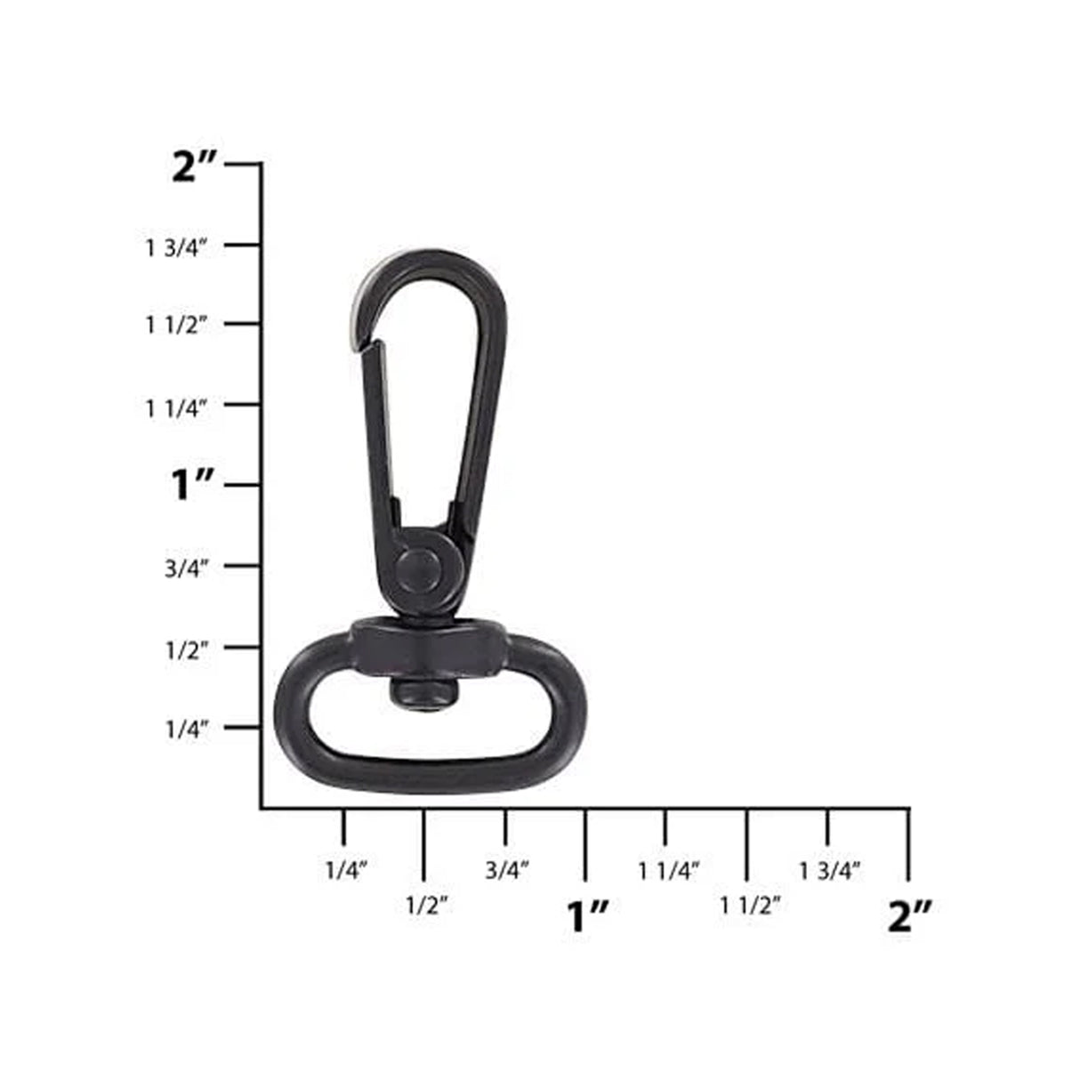 3/4" Matte Black, Lever Swivel Snap Hook, Plastic, 4-Pack