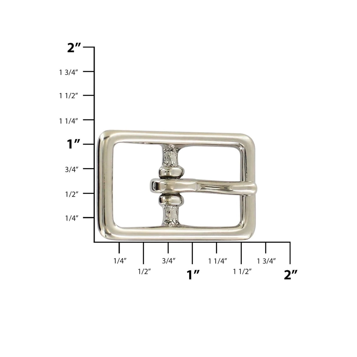 3/4" Nickel, 28x43mm Center Bar Buckle, Solid Brass