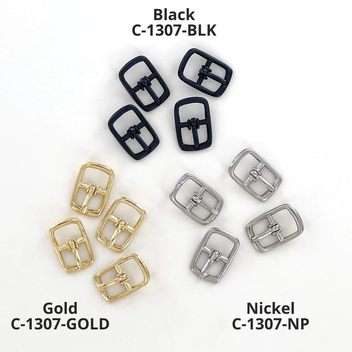 3/8" Black, 13x20mm Center Bar Buckle, Zinc Alloy