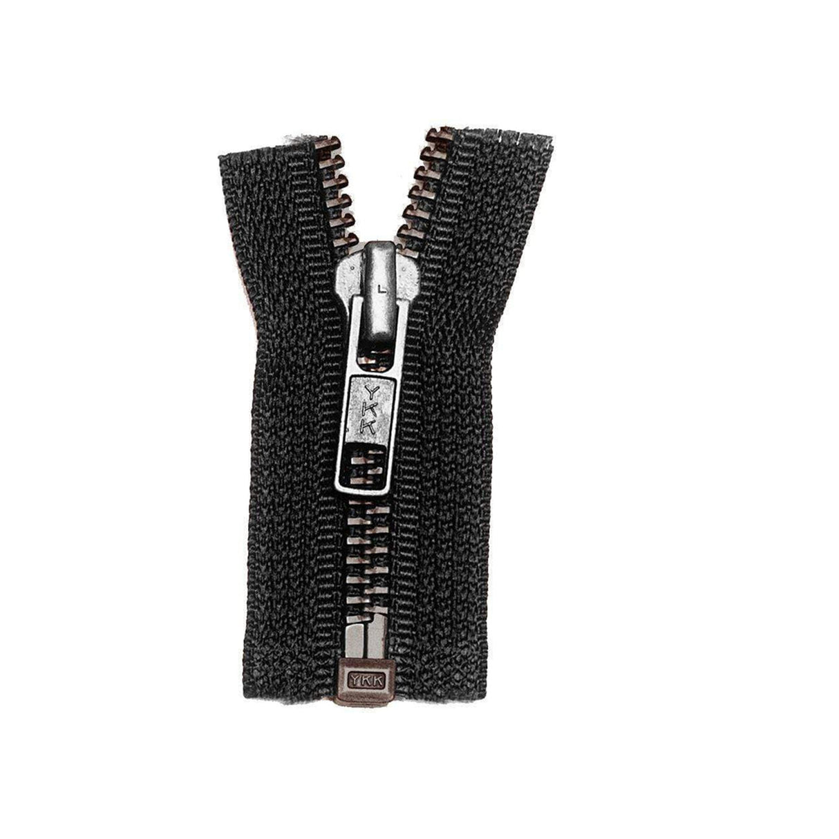 #5 Metal, Black, 36" YKK Separating Bomber Jacket Zipper with Antique Brass Teeth