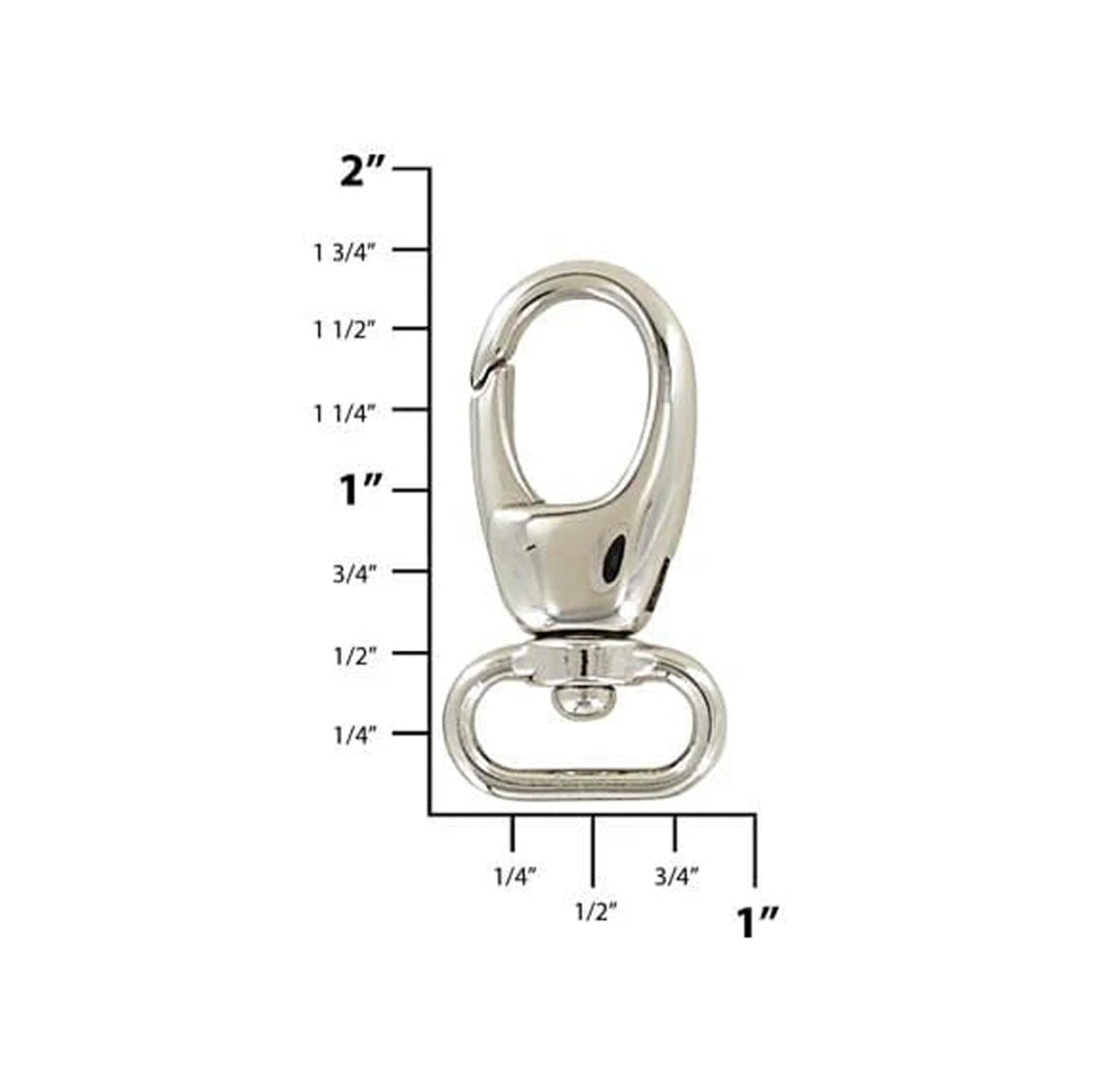 5/8" Shiny Nickel, 1 5/8" Lever Swivel Snap Hook, Zinc Alloy