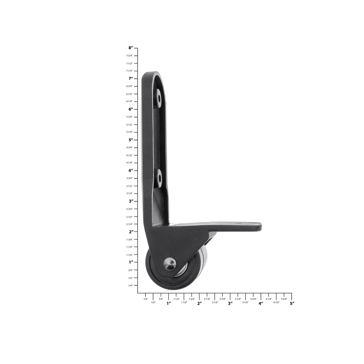 6 1/2" Black, Ball Bearing Wheel w/ Bumper, Plastic