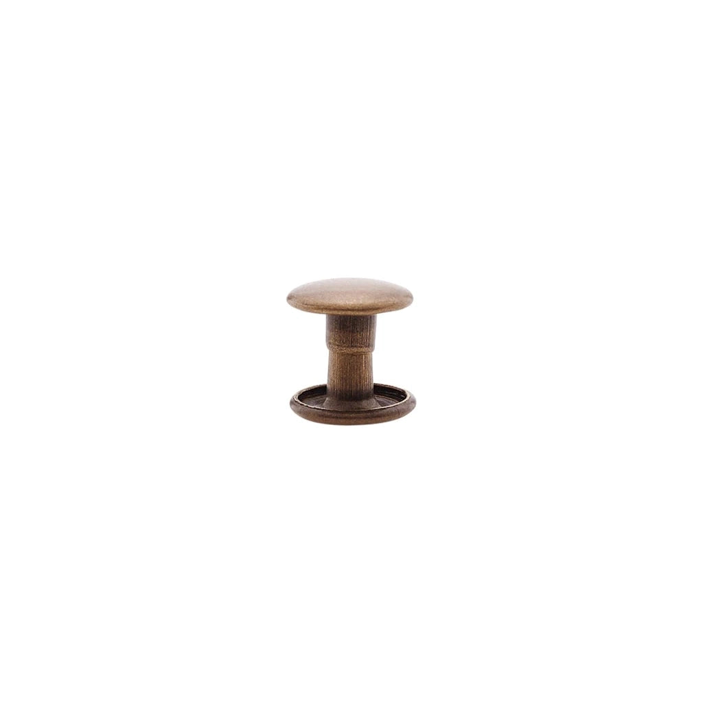 7mm Antique Brass, Double Cap Jiffy Rivet, Solid Brass- 100ct