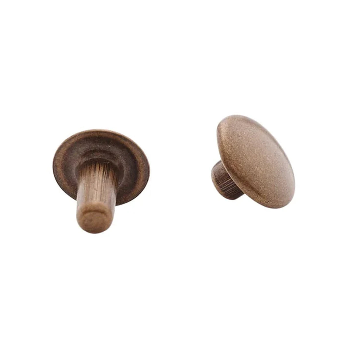 7mm Antique Brass, Single Cap Jiffy Rivet, Solid Brass- 100ct