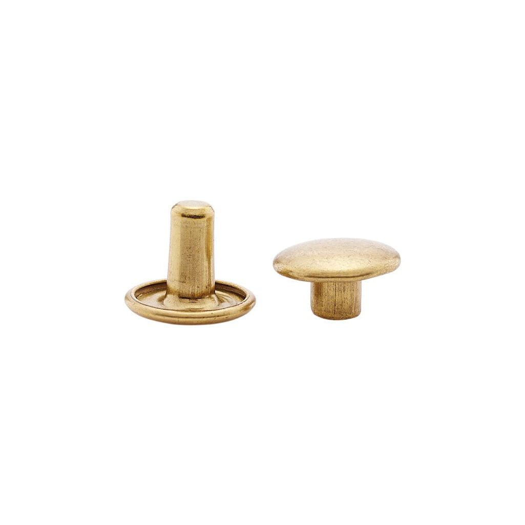 7mm Brass, Double Cap Jiffy Rivet, Solid Brass- 100ct