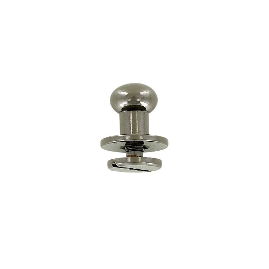 10mm, Gunmetal, Round Top Collar Button Stud with Screw, Solid Brass - PK5