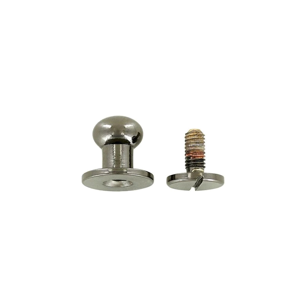10mm, Gunmetal, Round Top Collar Button Stud with Screw, Solid Brass - PK5