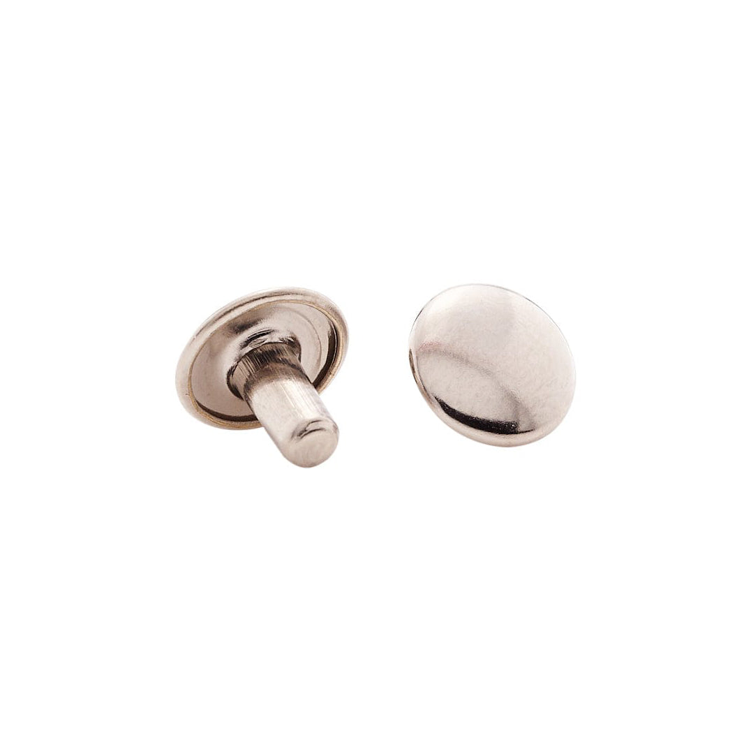 7mm Nickel, Double Cap Jiffy Rivet, Solid Brass- 100ct