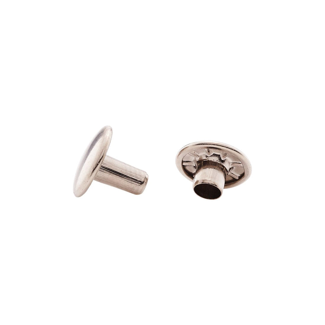 7mm Nickel, Double Cap Jiffy Rivet, Solid Brass- 100ct