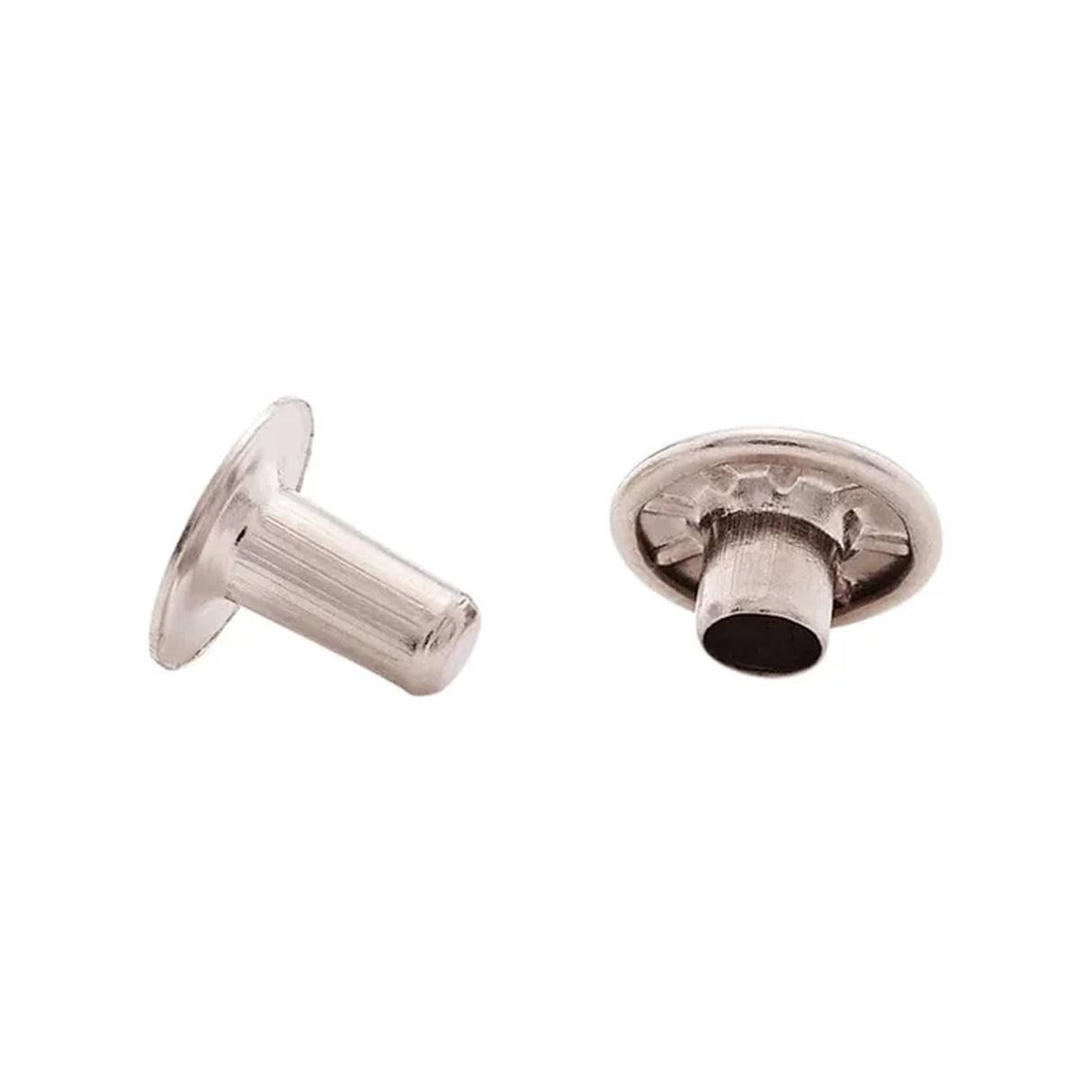7mm Nickel, Single Cap Jiffy Rivet, Solid Brass- 100ct