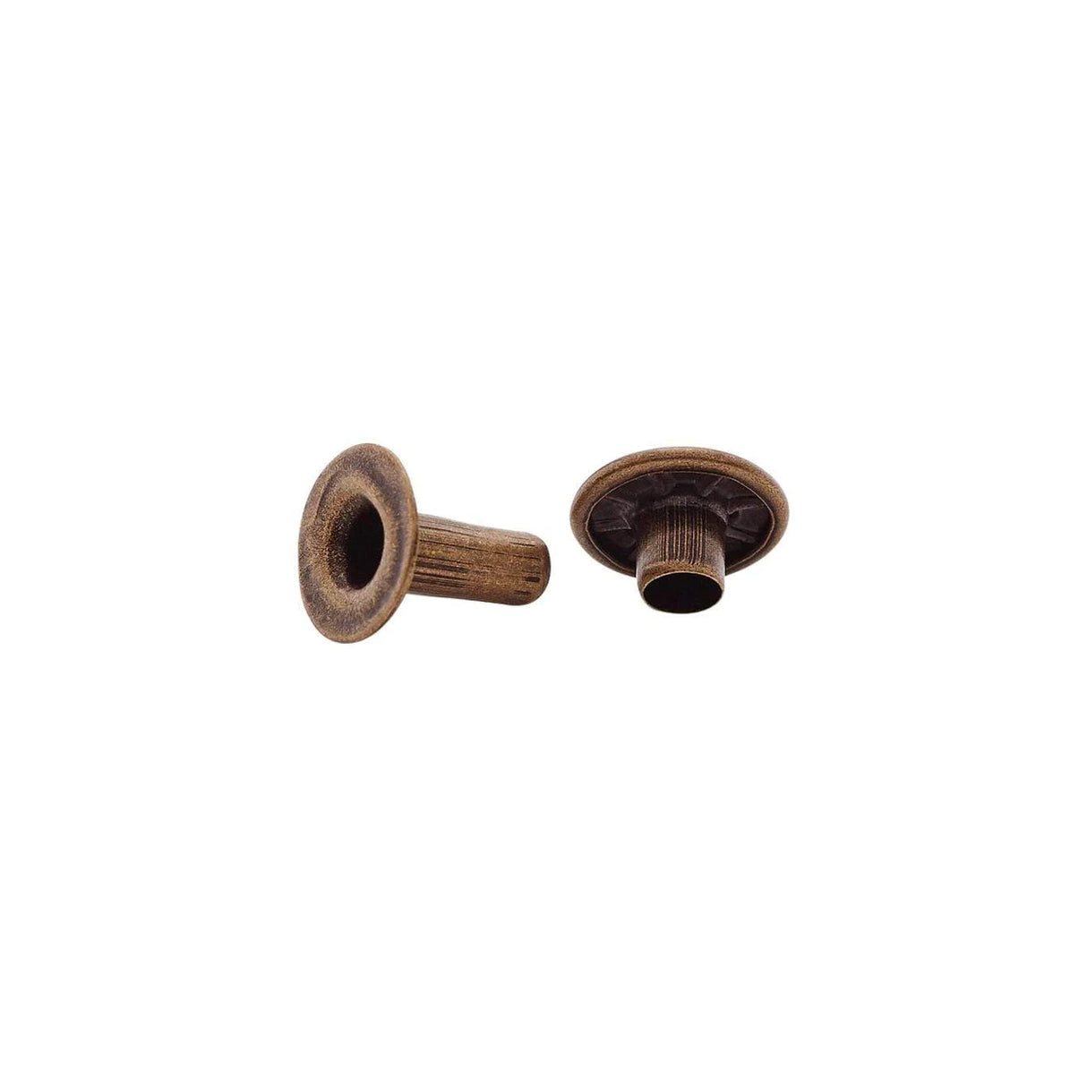 9mm Antique Brass, Single Cap Jiffy Rivet, Solid Brass- 100pk