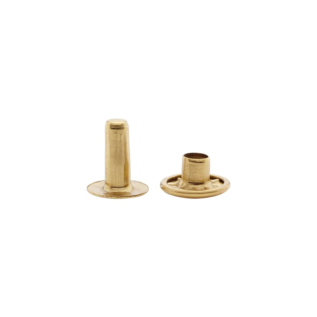 9mm Brass, Single Cap Jiffy Rivet, Solid Brass- 100pk