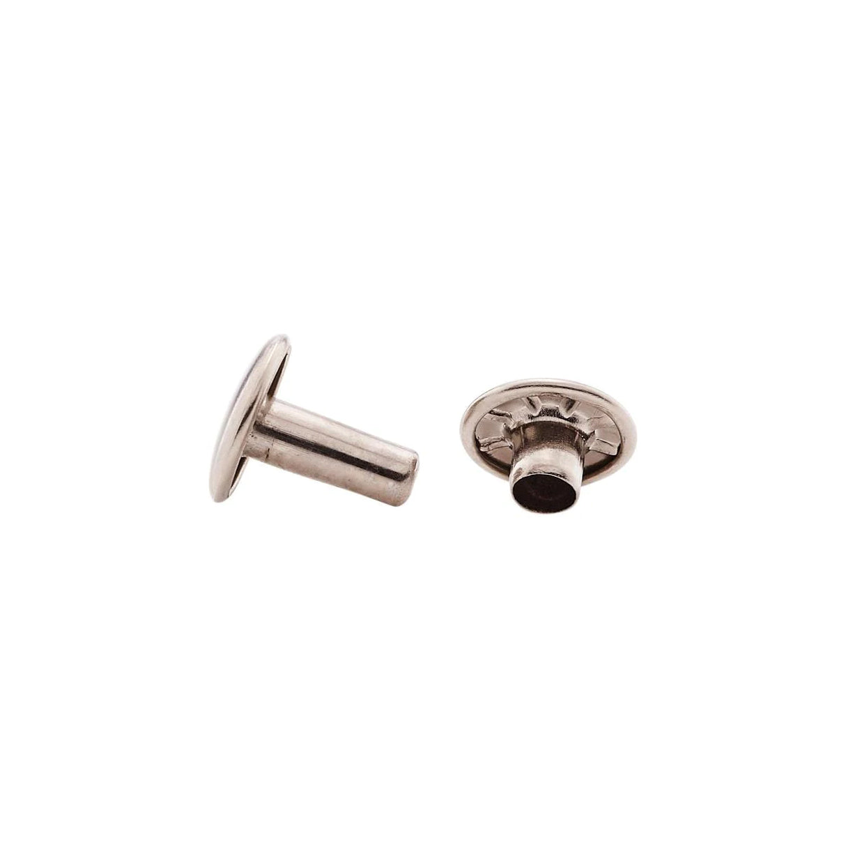 9mm Nickel, Double Cap Jiffy Rivet, Solid Brass-100ct