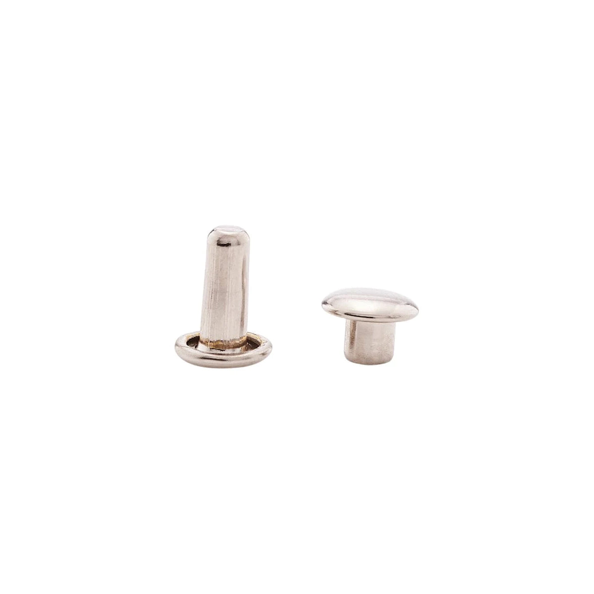 9mm Nickel, Double Cap Jiffy Rivets, Solid Brass-100ct