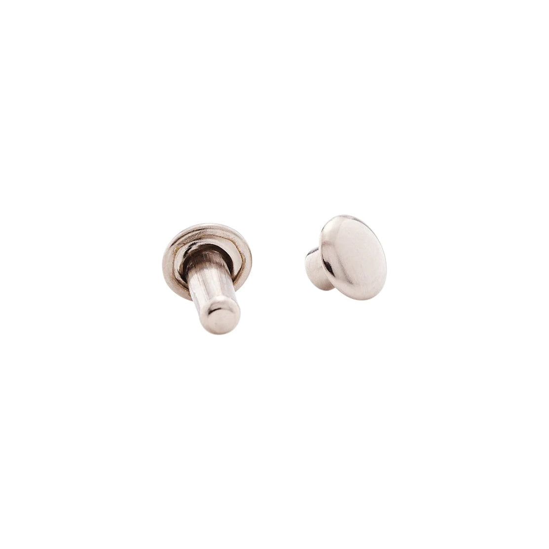 9mm Nickel, Double Cap Jiffy Rivets, Solid Brass-100ct