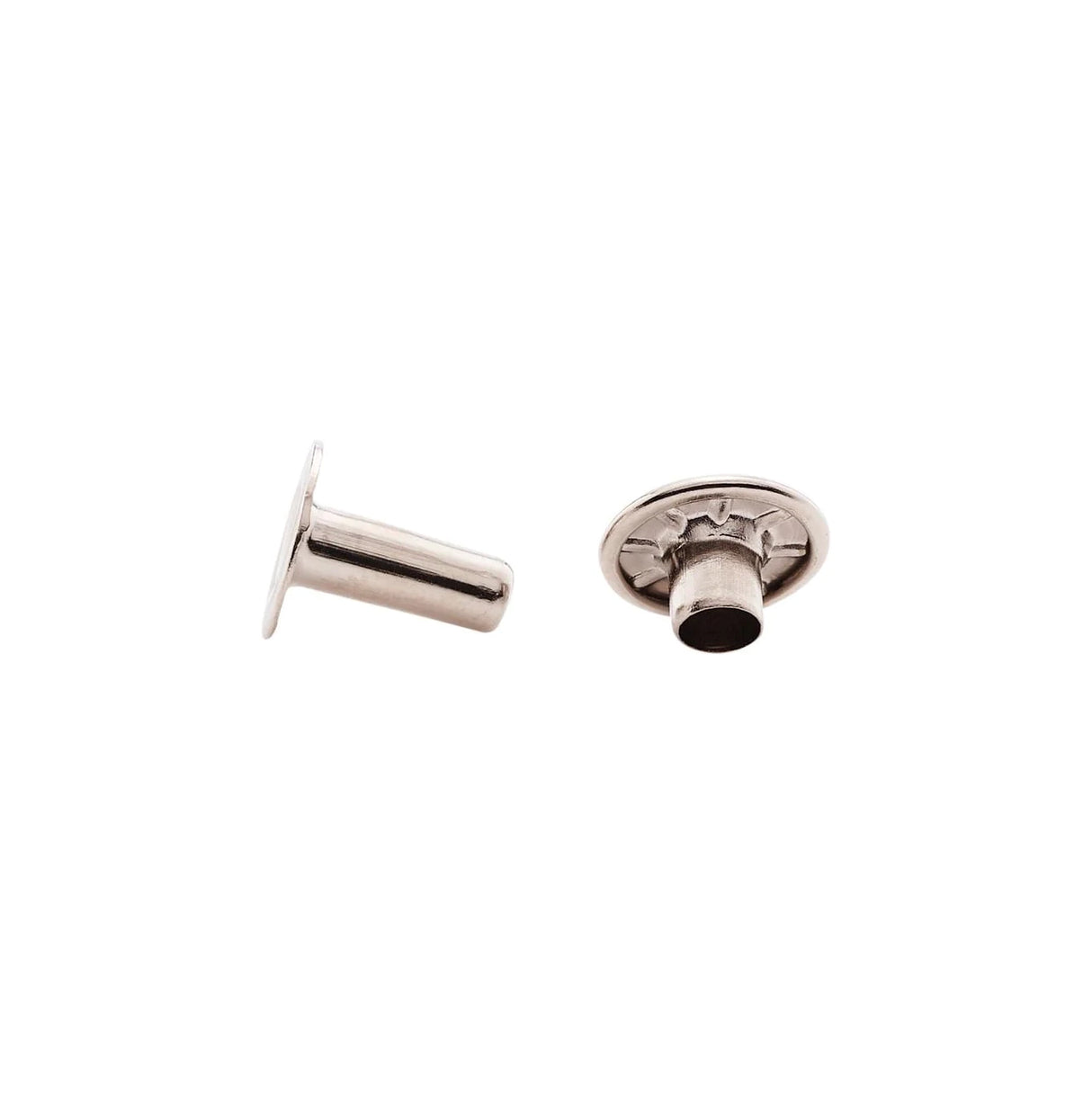 9mm Nickel, Single Cap Jiffy Rivet, Solid Brass- 100pk