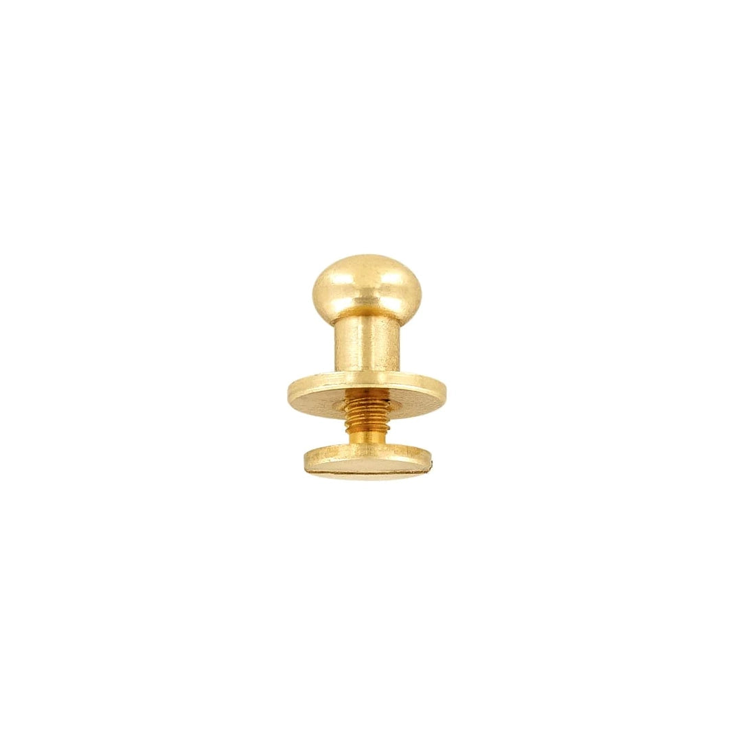 10mm, Brass, Flat Top Collar Button Stud with Screw, Solid Brass - PK5