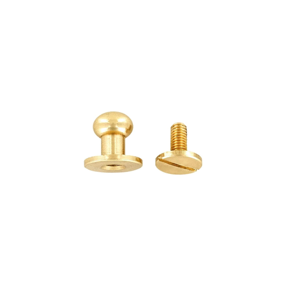 10mm, Brass, Flat Top Collar Button Stud with Screw, Solid Brass - PK5
