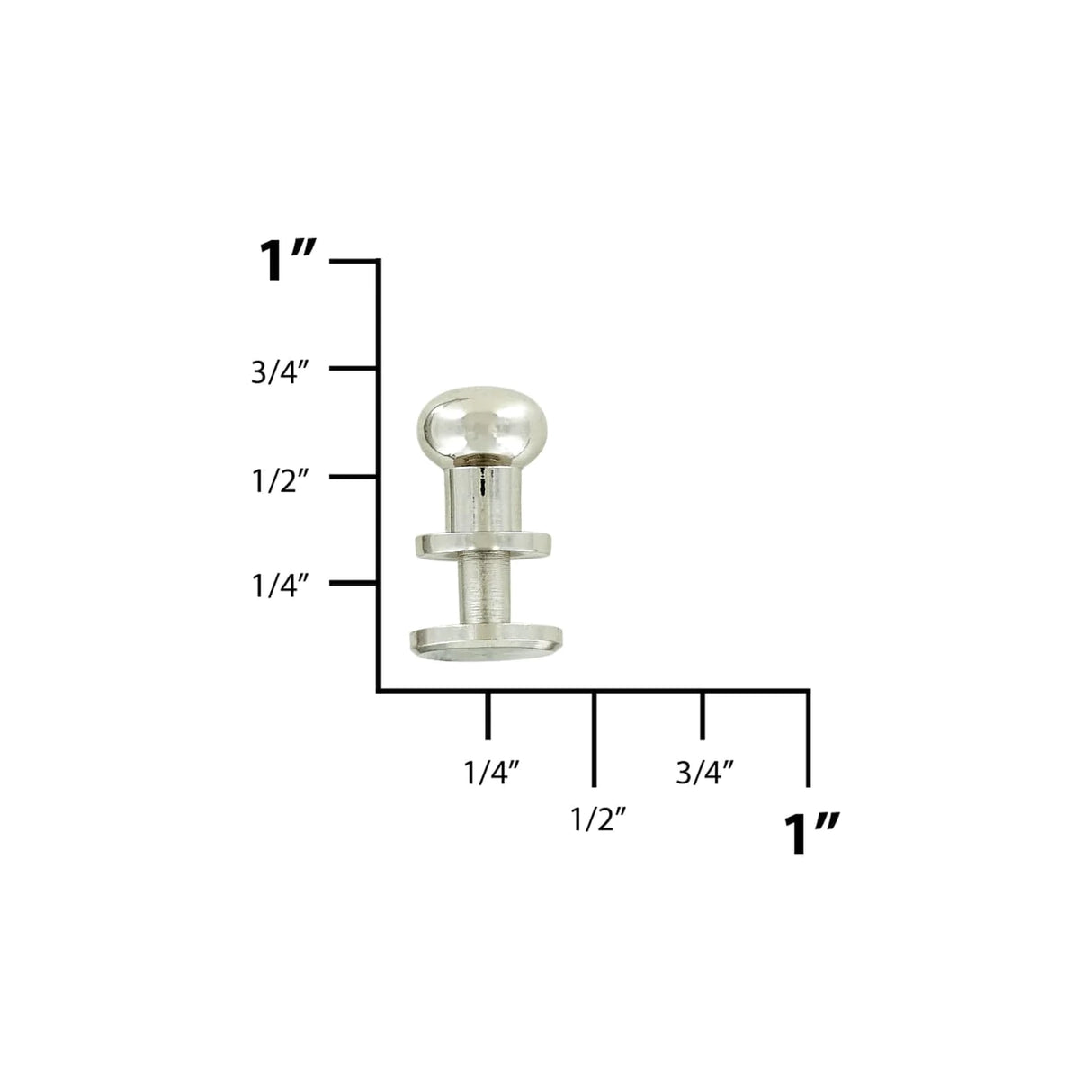 10mm, Nickel, Press Stud Collar Button, Solid Brass - PK5