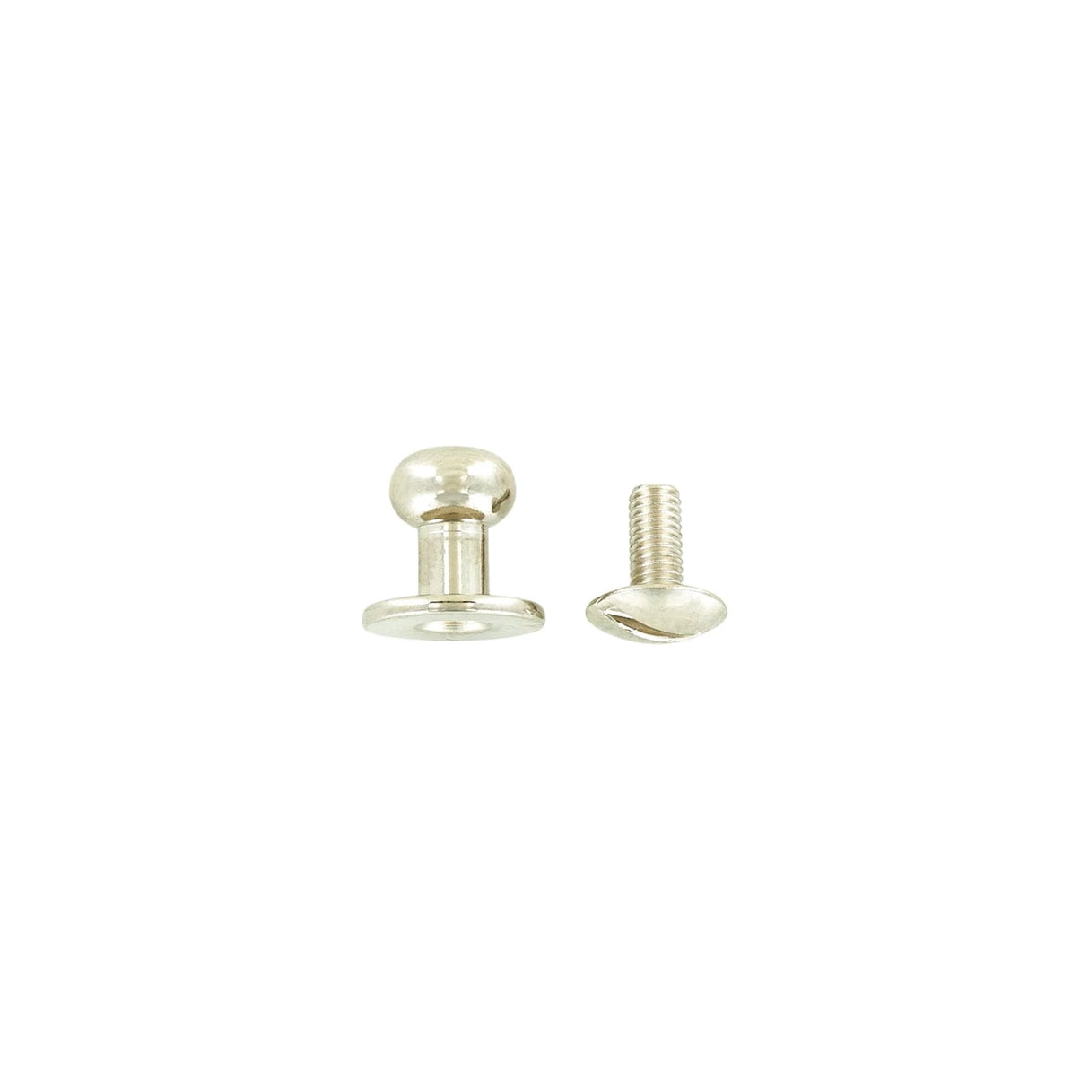 10mm, Shiny Nickel, Flat Top Collar Button Stud with Screw, Solid Brass - PK10