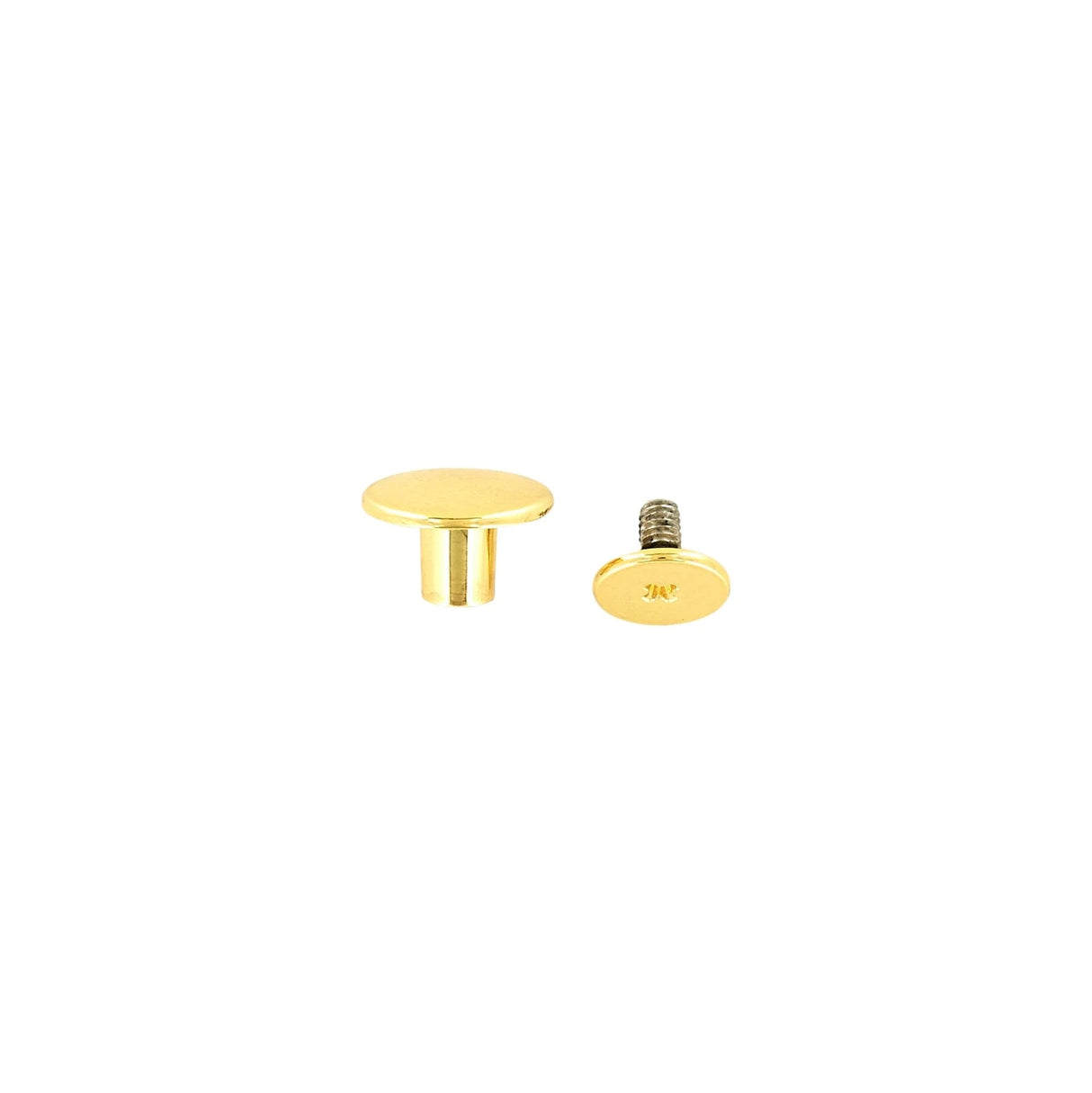 11mm Shiny Gold, Flat Top Stud with Screw, Zinc Alloy - PK5