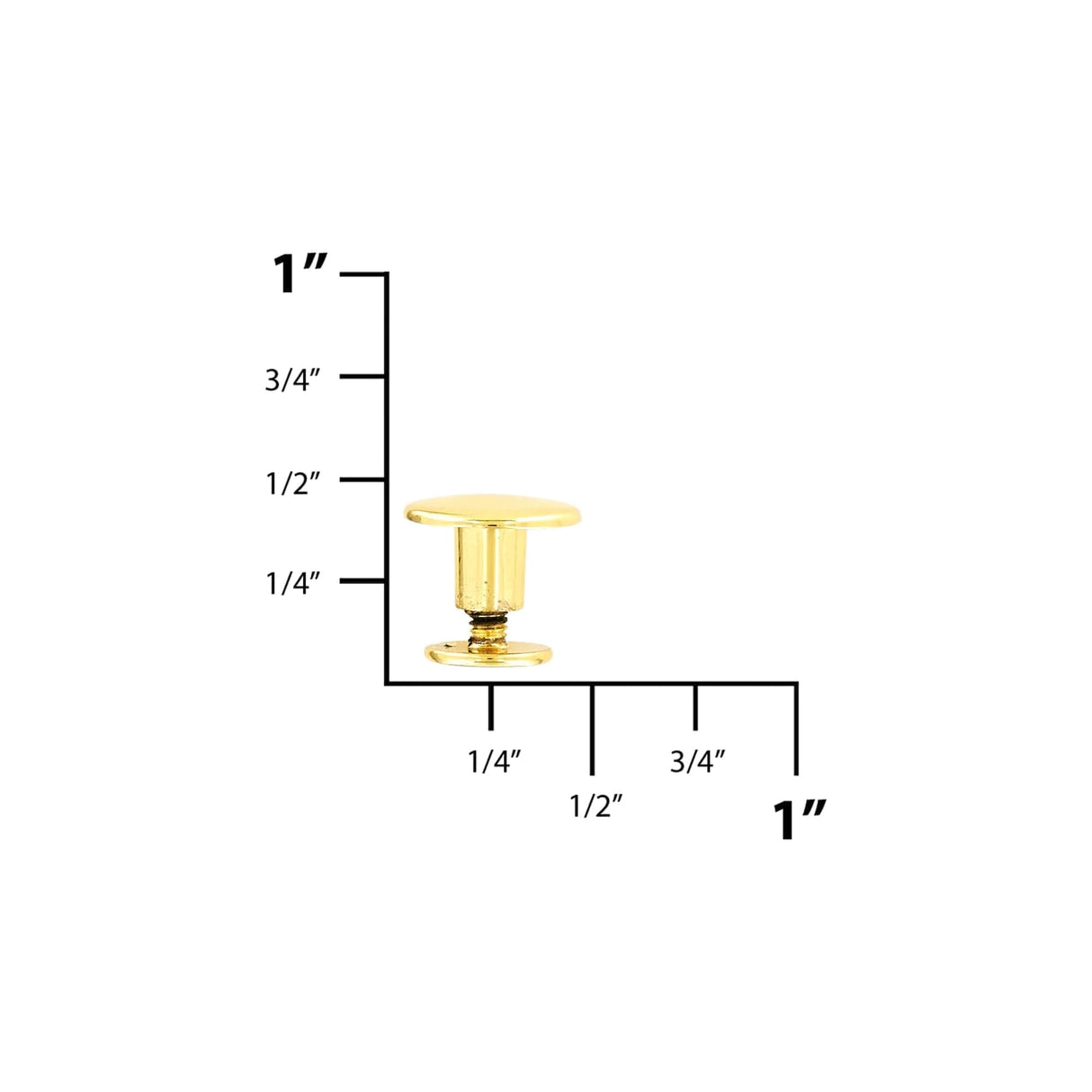 11mm Shiny Gold, Flat Top Stud with Screw, Zinc Alloy - PK5