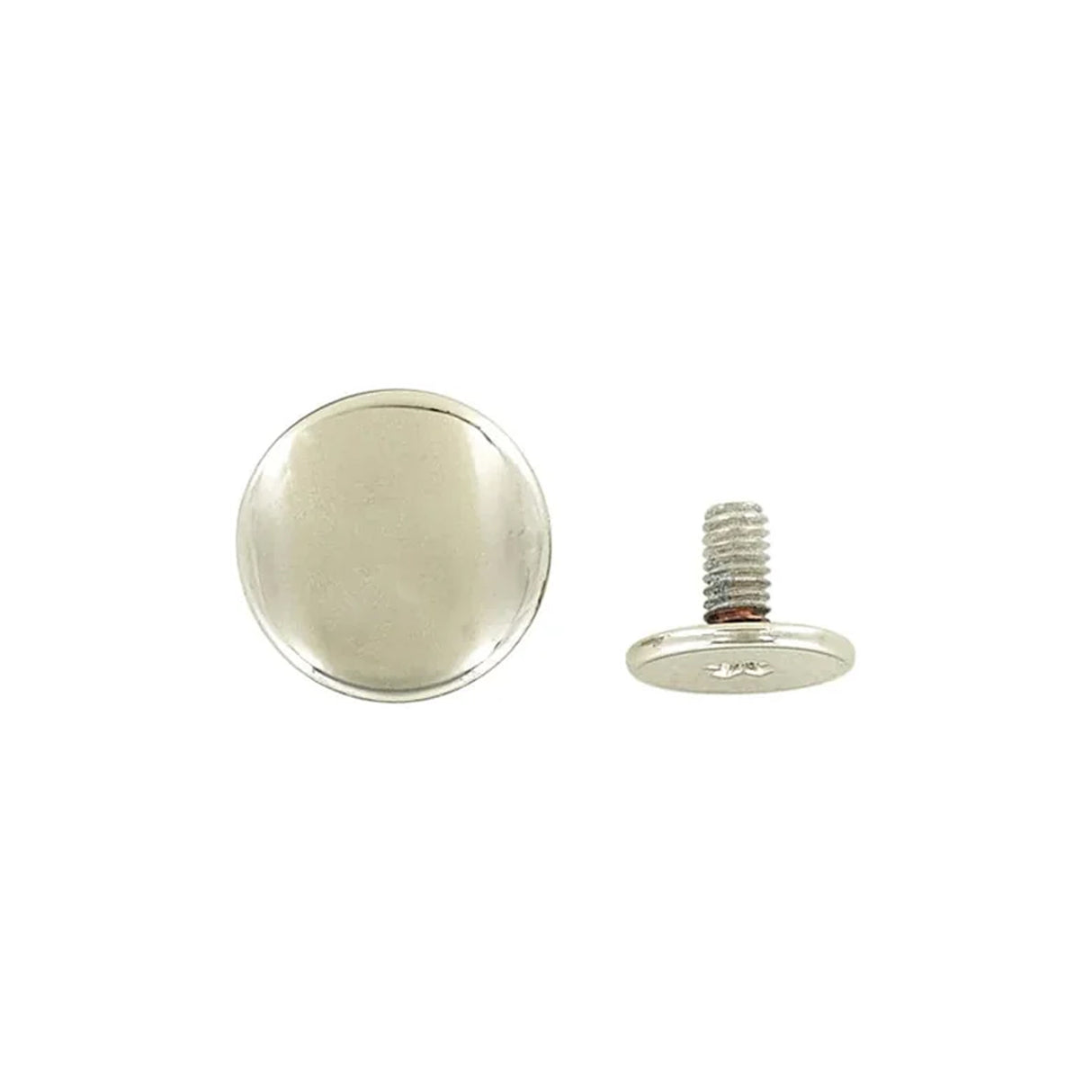 11mm Shiny Nickel, Flat Top Stud with Screw, Zinc Alloy - PK5