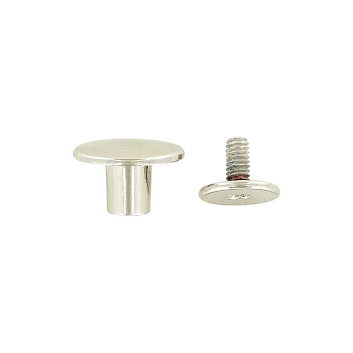 11mm Shiny Nickel, Flat Top Stud with Screw, Zinc Alloy - PK5